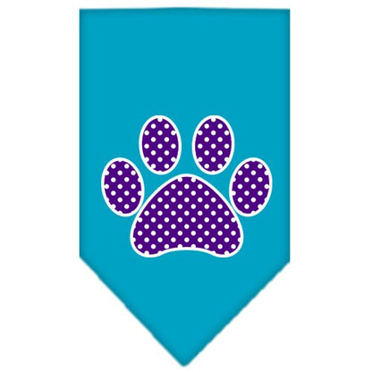 “Purple Swiss Dot Paw” Cotton Pet Bandana from As You Wish Apparel – Dog Fashion Bandana