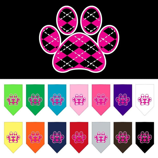 “Pink Argyle Paw” Cotton Pet Bandana from As You Wish Apparel – Dog Fashion Bandana