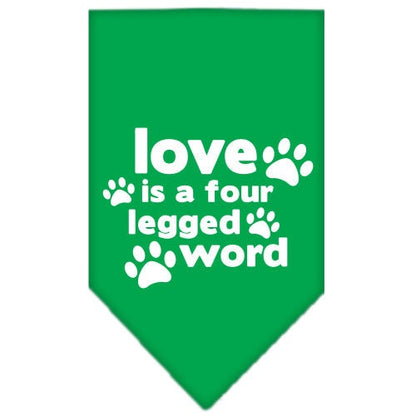 “Love Is A Four Legged Word” Cotton Pet Bandana from As You Wish Apparel – Dog Love Bandana