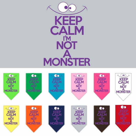 “Keep Calm, I’m Not A Monster” Cotton Pet Bandana from As You Wish Apparel – Dog Humor Bandana