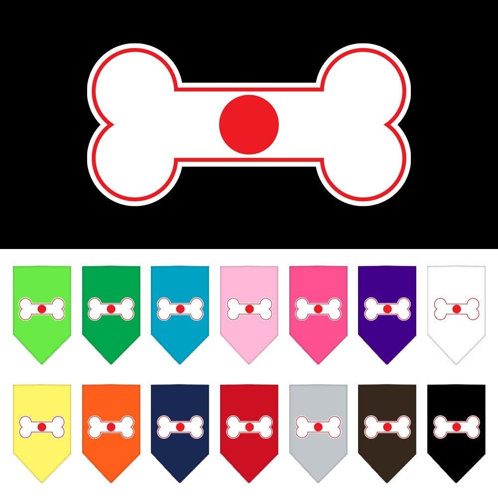 “Bone Shaped Flag Japan” Cotton Pet Bandana from As You Wish Apparel – International Pride Dog Bandana
