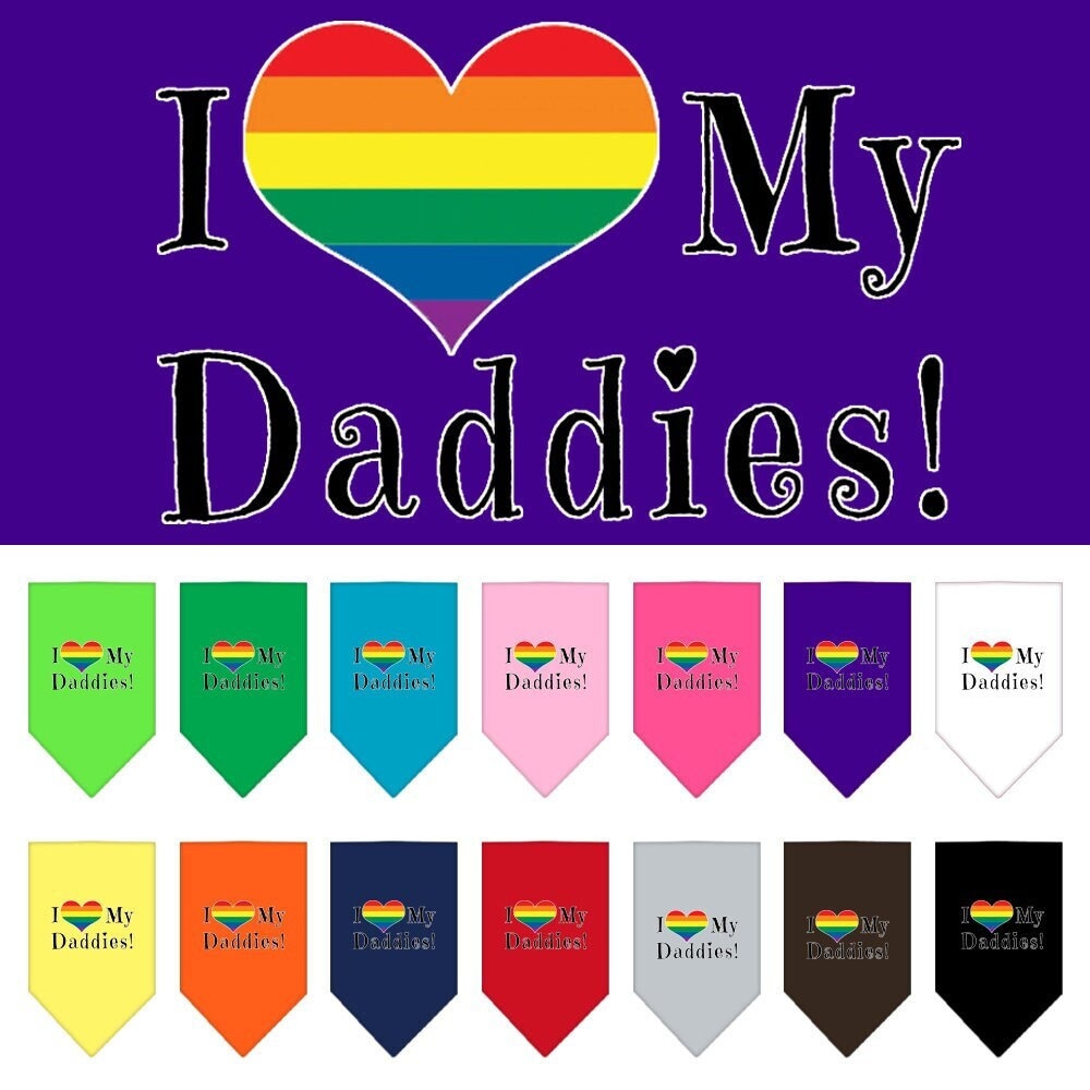 “I Heart My Daddies” Cotton Pet Bandana from As You Wish Apparel – Pride Dog Bandana