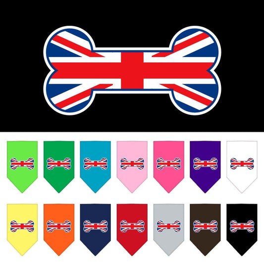 Bone Shaped UK Flag Cotton Pet Bandana from As You Wish Apparel – Dog Fashion Bandana