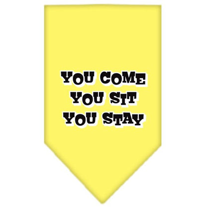 “You Come, You Sit, You Stay” Cotton Pet Bandana from As You Wish Apparel – Dog Humor Bandana