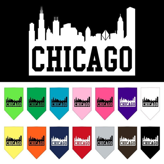“Chicago Skyline” Cotton Pet Bandana from As You Wish Apparel – City Pride Dog Bandana