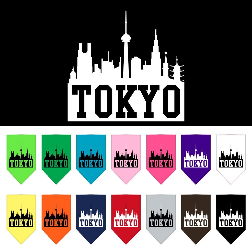 “Tokyo Skyline” Cotton Pet Bandana from As You Wish Apparel – City Pride Dog Bandana