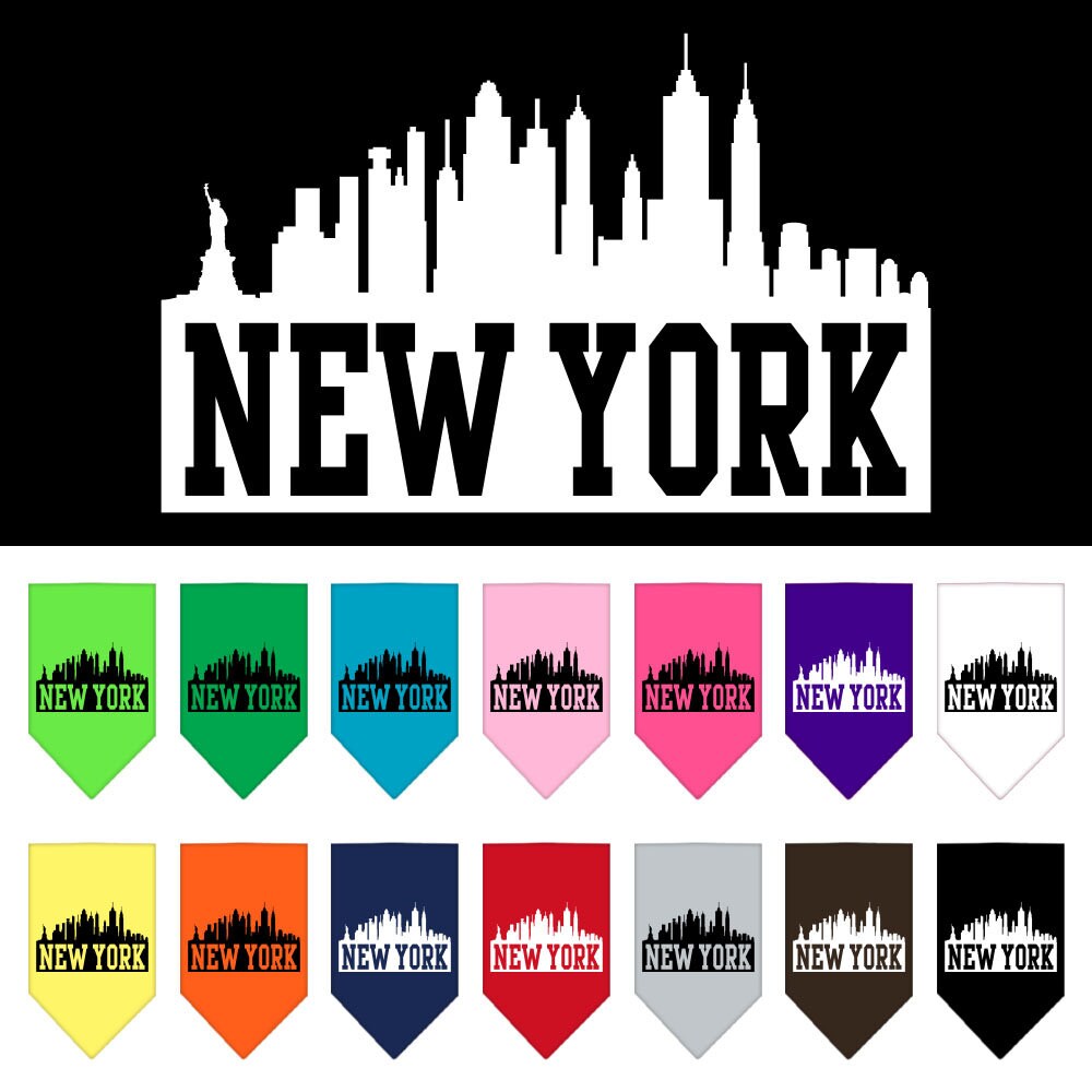 “New York Skyline” Cotton Pet Bandana from As You Wish Apparel – City Pride Dog Bandana