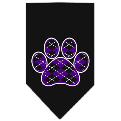 “Purple Argyle Paw” Cotton Pet Bandana from As You Wish Apparel – Dog Fashion Bandana