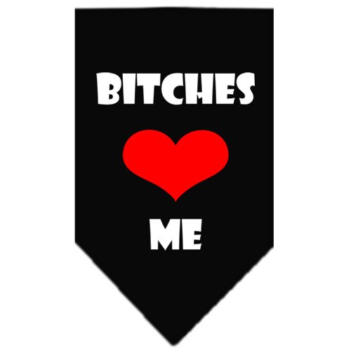 “Bitches Love Me” Cotton Pet Bandana from As You Wish Apparel – Dog Humor Bandana