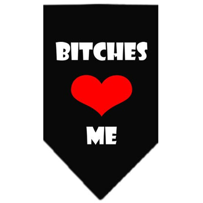 “Bitches Love Me” Cotton Pet Bandana from As You Wish Apparel – Dog Humor Bandana