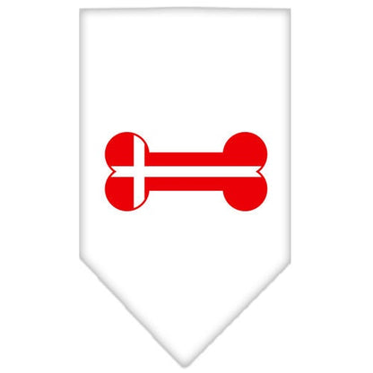 “Bone Shaped Denmark Flag” Cotton Pet Bandana from As You Wish Apparel – Patriotic Dog Bandana