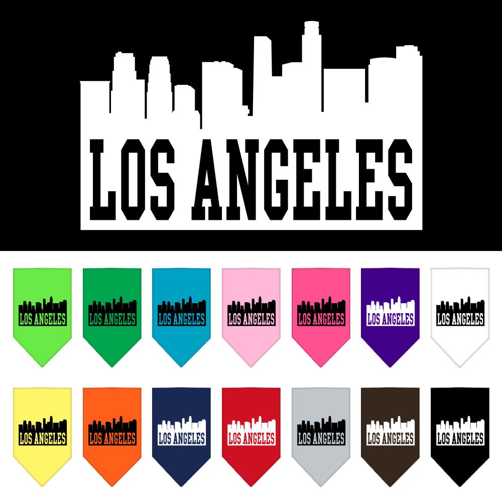 “Los Angeles Skyline” Cotton Pet Bandana from As You Wish Apparel – City Pride Dog Bandana