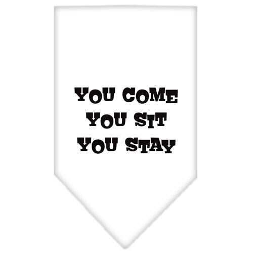 “You Come, You Sit, You Stay” Cotton Pet Bandana from As You Wish Apparel – Dog Humor Bandana