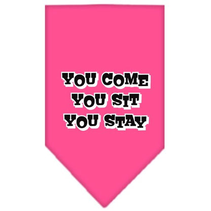 “You Come, You Sit, You Stay” Cotton Pet Bandana from As You Wish Apparel – Dog Humor Bandana