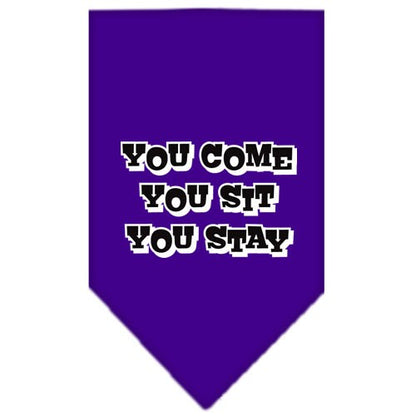 “You Come, You Sit, You Stay” Cotton Pet Bandana from As You Wish Apparel – Dog Humor Bandana