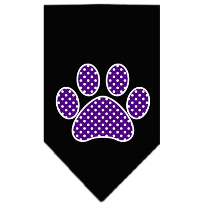 “Purple Swiss Dot Paw” Cotton Pet Bandana from As You Wish Apparel – Dog Fashion Bandana