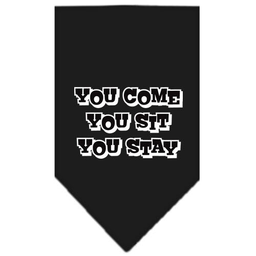 “You Come, You Sit, You Stay” Cotton Pet Bandana from As You Wish Apparel – Dog Humor Bandana